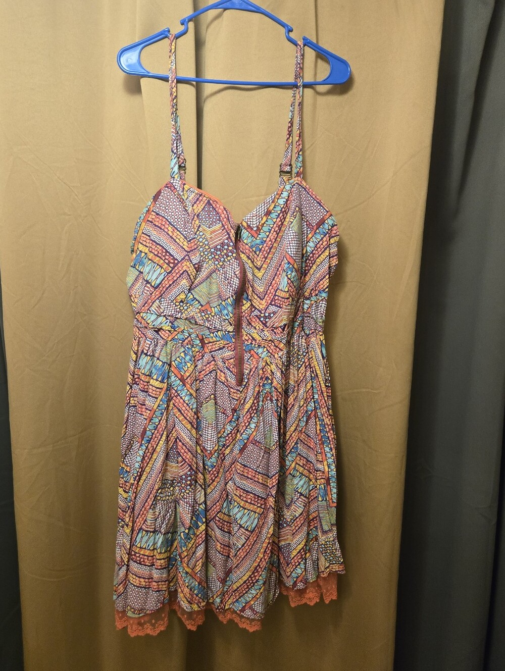 American Rag Spaghetti Strap Multicolor Summer Dress - Orange Accents 3x